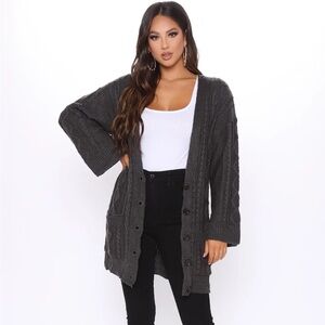 Gray Cardigan Sweater